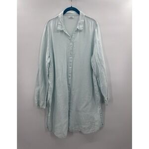 J Jill Womens XL Linen Blouse Button Down Tunic Oversized Coastal Summer Resort